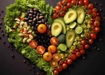 hart vorm met een assortiment aan voedsel