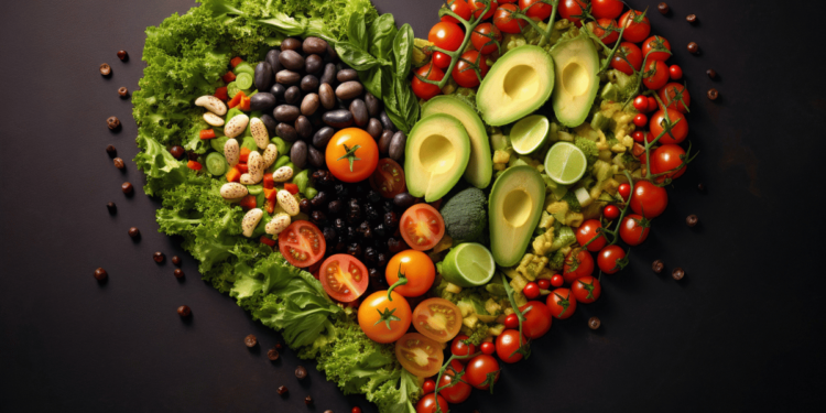 hart vorm met een assortiment aan voedsel