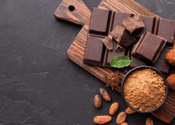 Overhead view chocolate bar