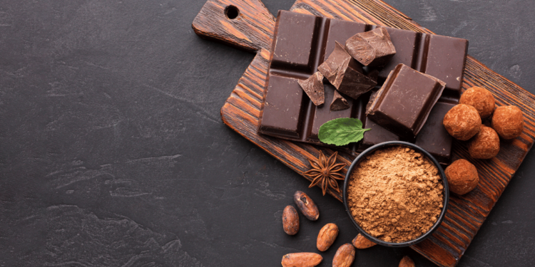 Overhead view chocolate bar