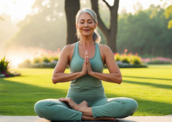 Vrouw in de overgang die buiten beweegt en geniet van een natuurlijke energieboost
