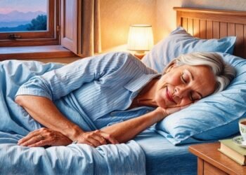 Vrouw van 50 geniet van diepe nachtrust in rustgevende slaapkamer tijdens de overgang