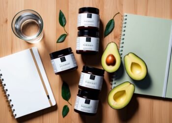 Top 5 supplementen voor vrouwen boven de 40 jaar op houten ondergrond met glas water en gezonde voeding