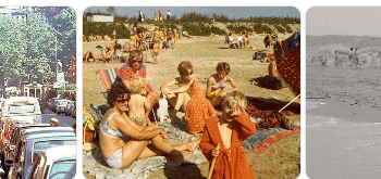 Eten zoals vroeger zichtbaar in een straatbeeld uit de jaren 70 met slanke vrouwen, mannen en kinderen